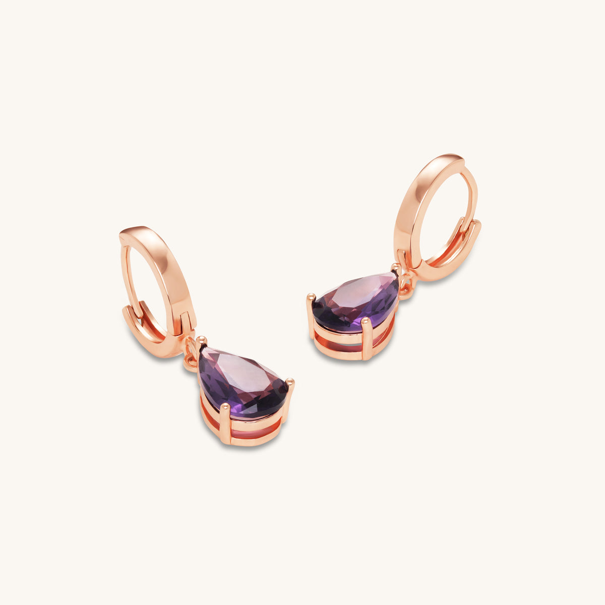 Amethyst Drop Hoops
