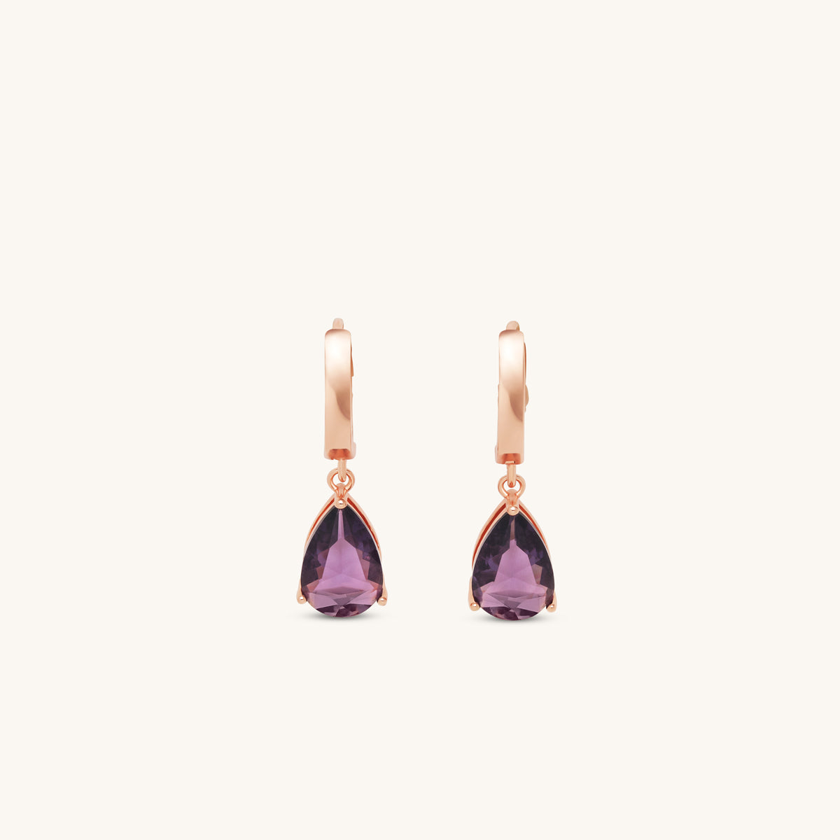 Amethyst Drop Hoops