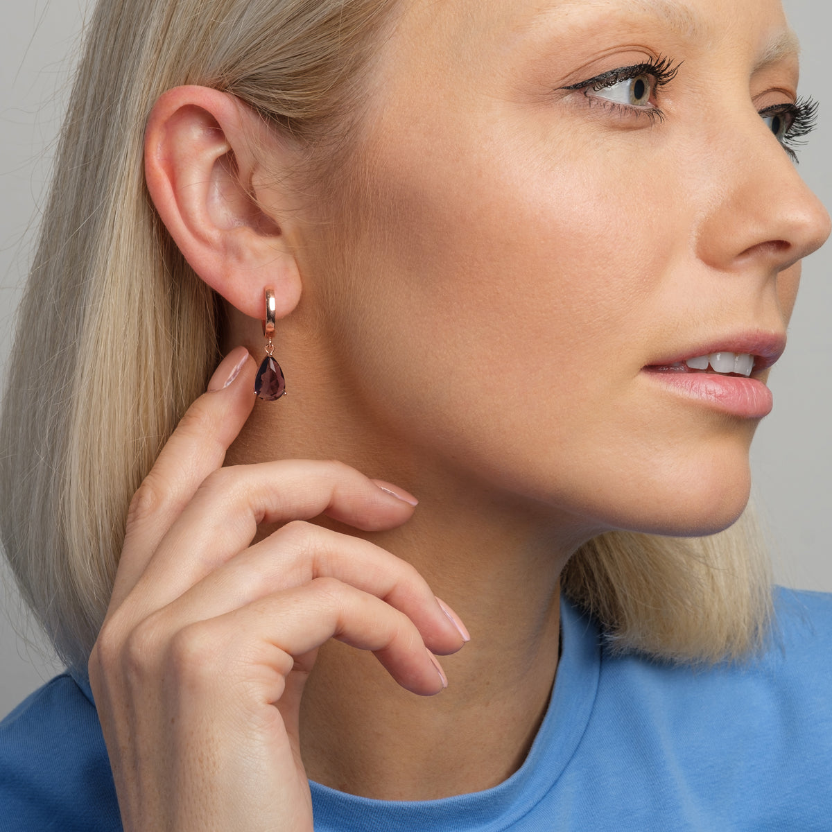 Amethyst Drop Hoops