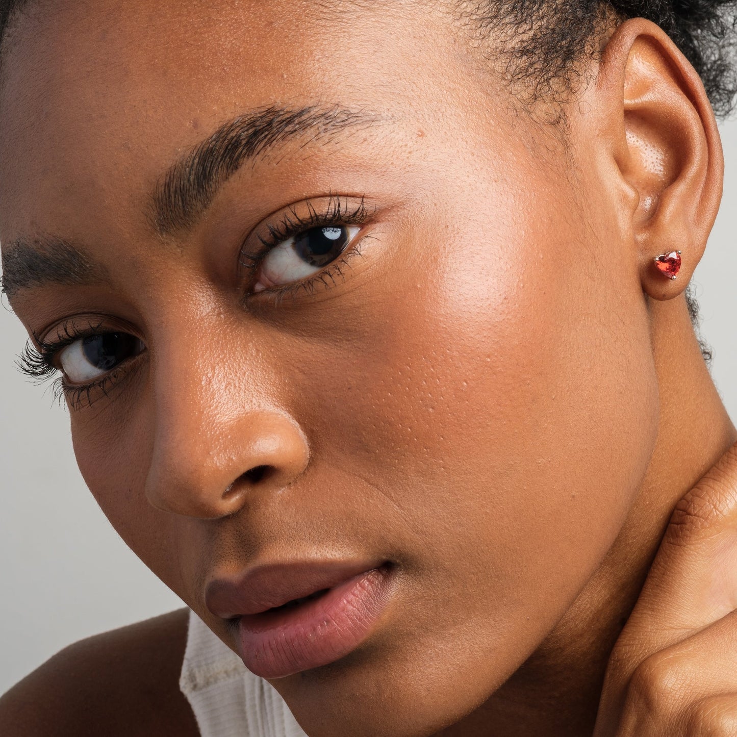 Ruby Heart Studs